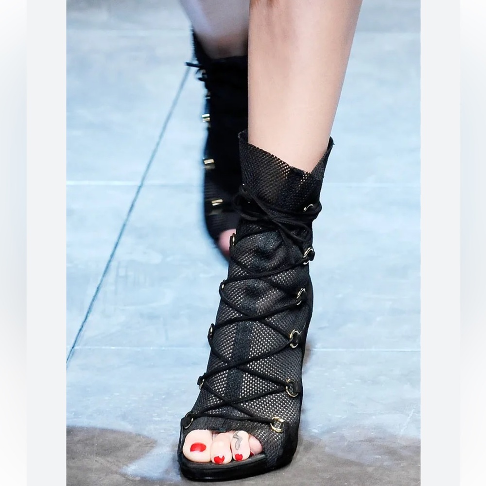 Dolce & Gabbana runway 2010 mesh and lace up boots